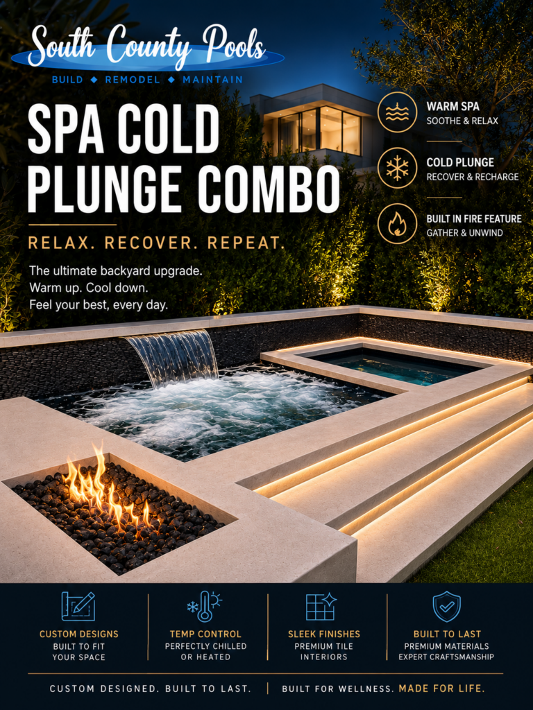 Spa and cold plunge combo custom built in newport beach ca
